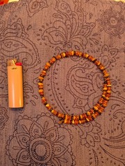 Multicolor Natural Amber Chip Coil Necklace 19-1/2″L Adjustable