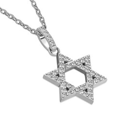925 Sterling Silver Classic Jewish Star of David CZ Pendant Necklace