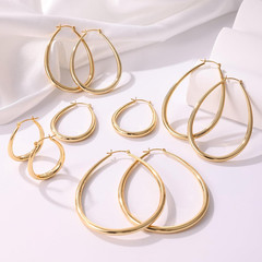 Chunky Hoop Earrings for Women, 14K Gold Plated Oval Hoop Earrings with 925 Ster