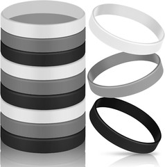 12 Pieces Rubber Bracelets, Solid Color Silicone Wristbands, Multi-Pack Blank…