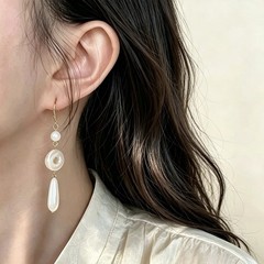 Handcrafted Natural Shell Drop Earrings 925 Sterling Silver Hooks Light Jewelry