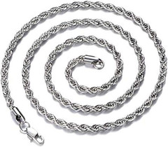 Stainless Steel Rope Chains 22 Inches 2mm Twist Rope Necklace Men Women