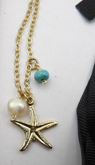 Mayamar 20” Gold Plated Starfish Charm Necklace W Pearl & Turquoise Beads NWT