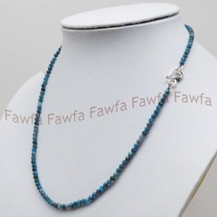 Genuine 3mm Faceted Natural Blue Apatite Round Gemstone Beads Necklace 16-30”