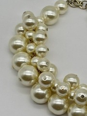 Faux Pearls Cluster Statement Collar Necklace Cream Silver-Tone Adjustable Clasp