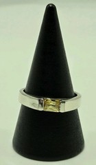VTG Signed NF 925 Thailand Sterling Silver Light Yellow Stone Size 7.75