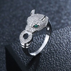 Cartoon animal leopard head micro-painted zircon women’s ring jewelry