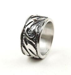 Stainless Steel Comfort Fit 12 mm Textured Wide Band Ring