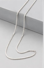 925 Sterling Silver Box Chain Necklace 1.5mm Unisex Fine Jewelry