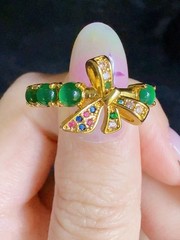 Top 100% Natural green jadeite ring
