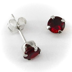 Birthstone Post Earrings – 4mm Round Simulant in SOLID Sterling Silver