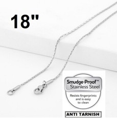 Stainless Steel Diamond-Cut Box Chain Thin 1.0mm 18″ Lobster Clasp Anti Tarnish