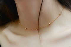 Women Gold Plated Titanium Stainless Steel 3mm Bead Chain Choker Necklace 14-18″