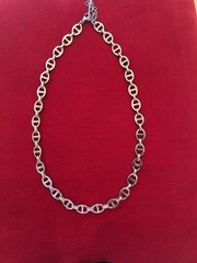 Stainless Steel, Oval & Bar Link Chain Necklace with Lobster Clasp