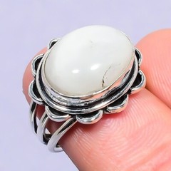 Gift For Her Silver Rainbow Moonstone Jewelry Natural Cluster Ring Size 7
