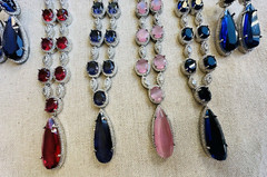 CZ Navy Blue Sapphire Teardrop Gem Bridal Indian Necklace Earring Jewelry Set