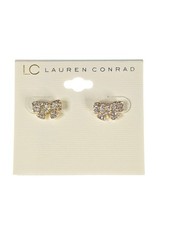 LC Lauren Conrad Women’s Gold Plated Bow Rhinestone Stud Earrings NWT