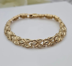 Gold Vintage Bracelet for Women, Diamond Cut Bracelet, 14k Heavy Plated Gold