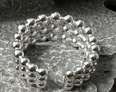 3 Tier Bubble Ball Ring Open Size No Silver Stamp? Selling As Costume Jewellery!