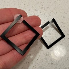 Geometric Design black Cuff Hoop Earrings