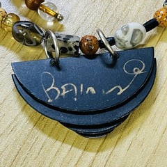 Signed Artisan Handmade Multi Strand Beaded Necklace Abstract Pendant Boho