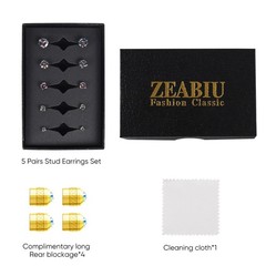 5 Pairs Flat Back Stud Earrings for (3mm~7mm)x1, 03-Color Gem(Gold Color)