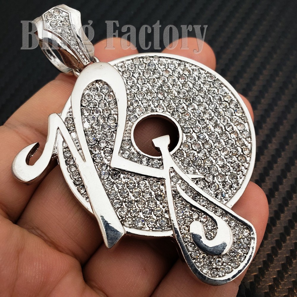 Iced Silver PT ROCAFELLA Pendant & 6mm 20″ CZ Choker Chain Hip Hop Necklace