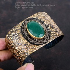 Copper Oval Zambian Emrald Gemstone Sister Wire Wrapped Unique Bangle Bracelet
