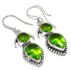 Burmese Peridot Gemstone 925 Silver Plated Jewelry Earring 2.0″ F2658