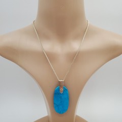 Kendra Scott Necklace 30in Gold Plate Aqua Howlite Inez Pendant Back Chip READ