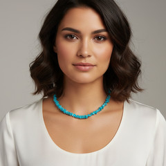 Neon Apatite Rough Nugget Beaded Necklace in 925 Sterling Silver, 24 Inch