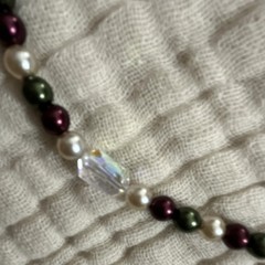Faceted Glass pearl & Crystal Beaded Necklace Round Glass Pearl Beads