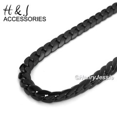 16-40″MEN Stainless Steel 6mm Black Plated Miami Cuban Curb Chain Necklace*BN155