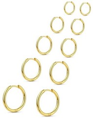 5 Pairs Small Huggie Hoop Earrings for Women, 5 Pairs Gold – 6/8/10/12/14mm