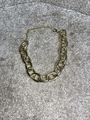 Gold Tone Oval Link Chain Necklace Adjustable