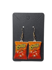 Cheetos Earrings Crunchy Dangle Chester Cheetah Chips Snack Bag 1”x 1.25”