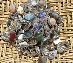 Mixed Rings,100% Natural Crystal,925 Silver Plated Rings Lot,Handmade jewelry~