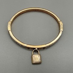 Michael Kors Bracelet Gold Tone Padlock Charm Rhinestone Bangle Womens 7 Inch