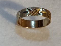 Gold Tone Engraved Pattern Ring – 3/8 in Wide – Size 6.25