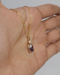2.10Ct Pear Cut Simulated Amethyst Stunning Charm Pendant 14k Yellow Gold Plated