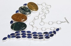 Tiger Eye Jasper Onyx Gemstone Handmade Necklace Jewelry Neckalce Size 18 Inches