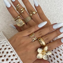 Intage Metal Flower Water Drop Open Rings Geometric Daily Jewelry Gift for Women
