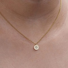 1.00 Ct Star Burst Round EF VS Lab Grown Diamond Necklace in 14K Yellow Gold