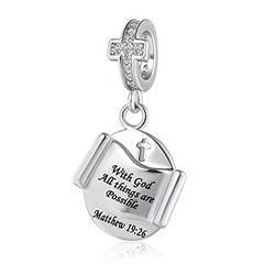 Pandora Cross Charm With God All Things Are Possible Bible Religious Dangle Bead