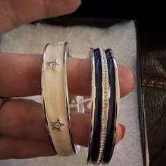 Tommy Hilfiger Bangle Bracelets White/Blue Stars Stripes. Y2K. Patriotic. 3”