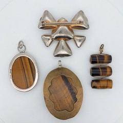 Tigers Eye Jewellery Job Lot Crystal Stone Mix Bundle Pendant Silver x4
