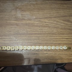 Gold Tone Clear Crystal Halo Tennis Bracelet with Box Clasp Closure
