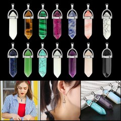 16PCS Hexagonal Healing Pointed Crystal Stone Quartz Necklace Jewelry US