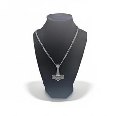 Viking thor hammer hand-cast pendant on 3.5 mm cuban links chain