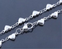 Stainless Steel Heart Charm Anklet 9 in,10 in,11 in